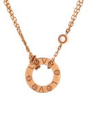 Pre-Owned Cartier 2 Diamonds Love Pendant Necklace 18K Rose Gold and Diamonds