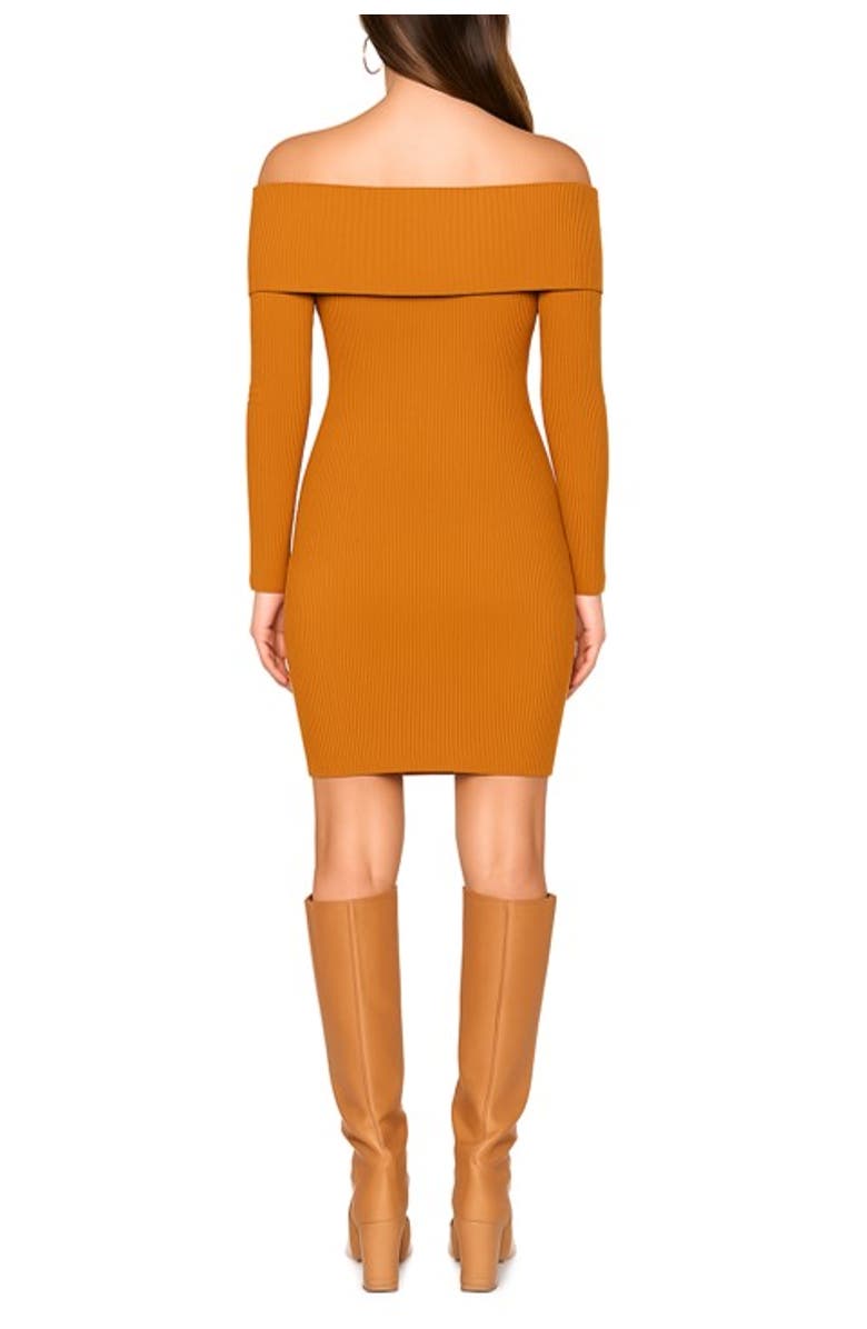 RACHEL Rachel Roy Prim Off the Shoulder Mini Sweater Dress, Alternate, color, Dark Yellow