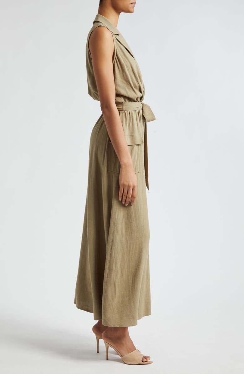 L'AGENCE Mayer Military Faux Wrap Maxi Dress, Alternate, color, Covert Green