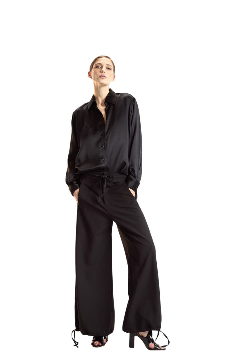 Cynthia Rowley Tuxedo Stripe Wide Leg Pants, Alternate, color, Black