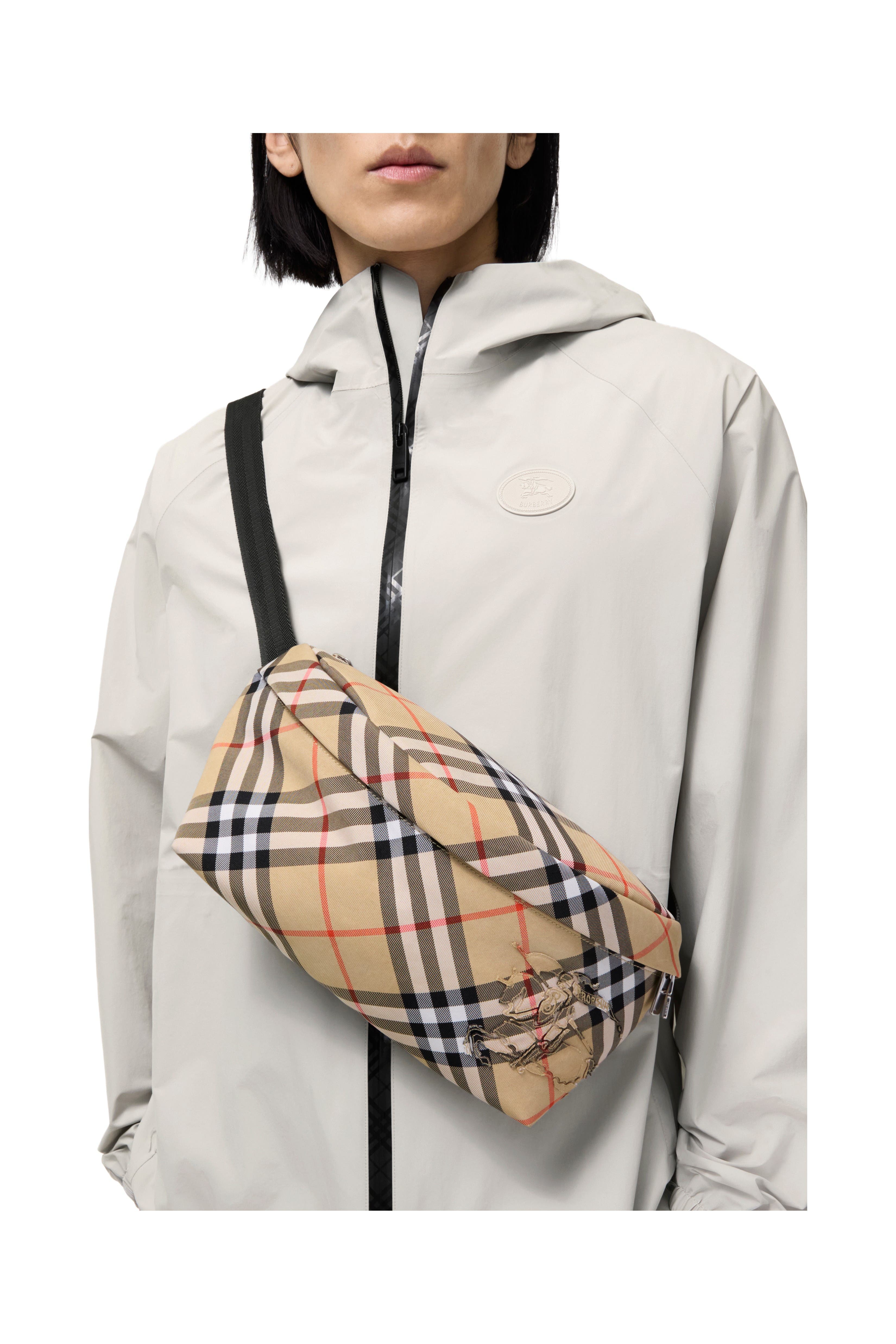 Burberry Check Belt Bag, Alternate, color, Sand Beige