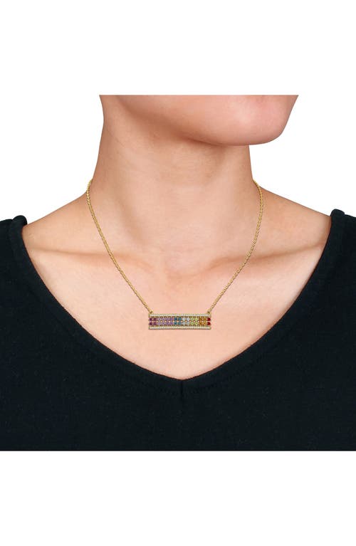 Delmar Rainbow Semiprecious Stone & Lab-grown White Sapphire Bar Pendant Necklace In Multi