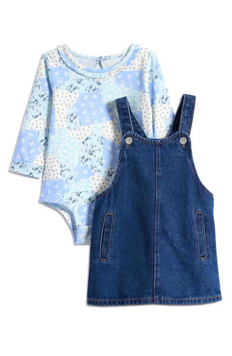 Levi's Long Sleeve Bodysuit & Denim Skirtall, Main, color, Halo