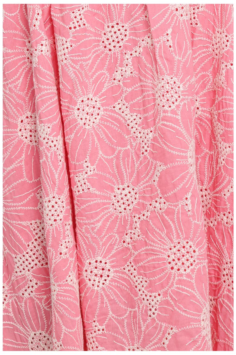 Taila Eyelet Embroidered Halter Neck Cotton Maxi Dress, Alternate, color, PINK