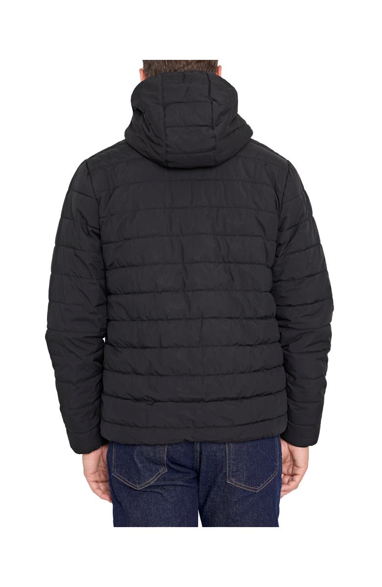 IZOD Men's Hooded Stretch Puffer Jacket With Fleece Lining, Alternate, color, Black