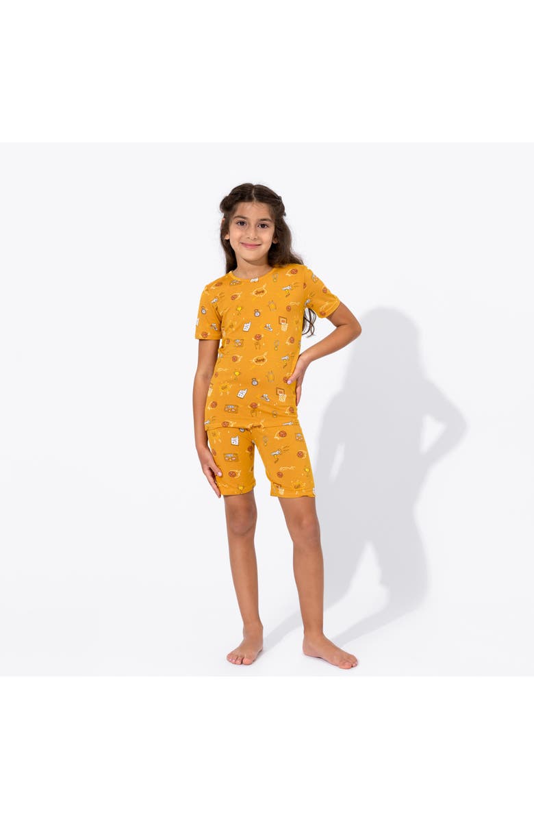 Bellabu Bear Basketball Kids 2-Piece Short Sleeve & Shorts Pajama Set, Alternate, color, Basketball