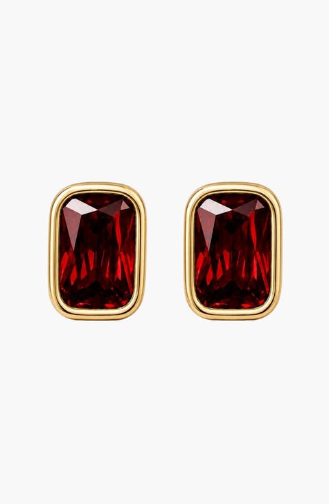 Garnet Bezel Earring