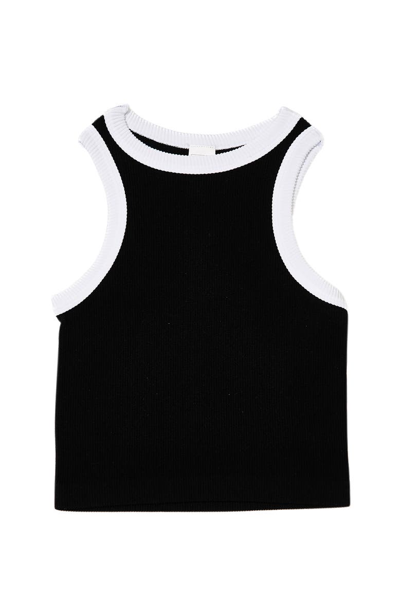 Malibu Sugar Contrast trim sleeveless top, Alternate, color, Black & White