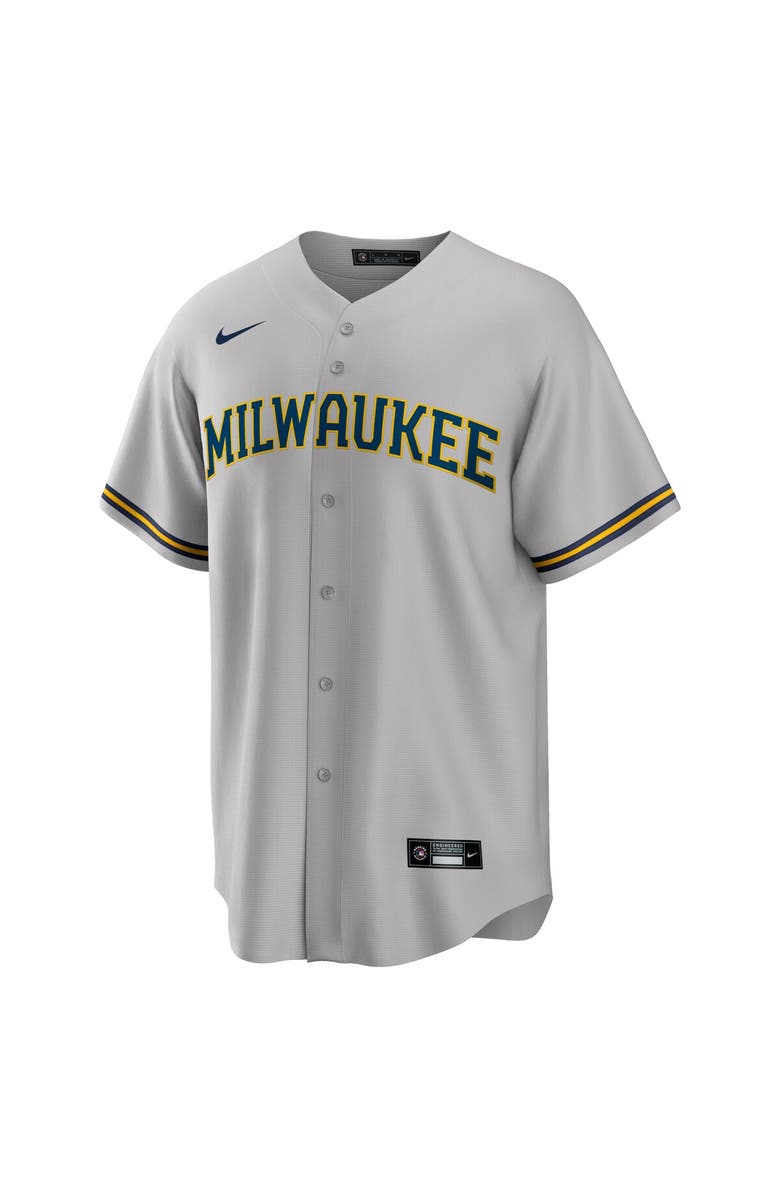 Nike Men's Nike Christian Yelich Gray Milwaukee Brewers Alternate Replica Player Jersey, Alternate, color, 