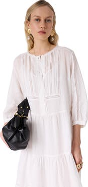 GERARD DAREL Pintuck Tiered Midi Lace Dress