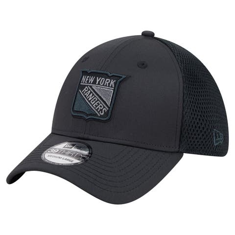 Men's New Era  Black New York Rangers Blackout 39THIRTY Flex Fit Hat
