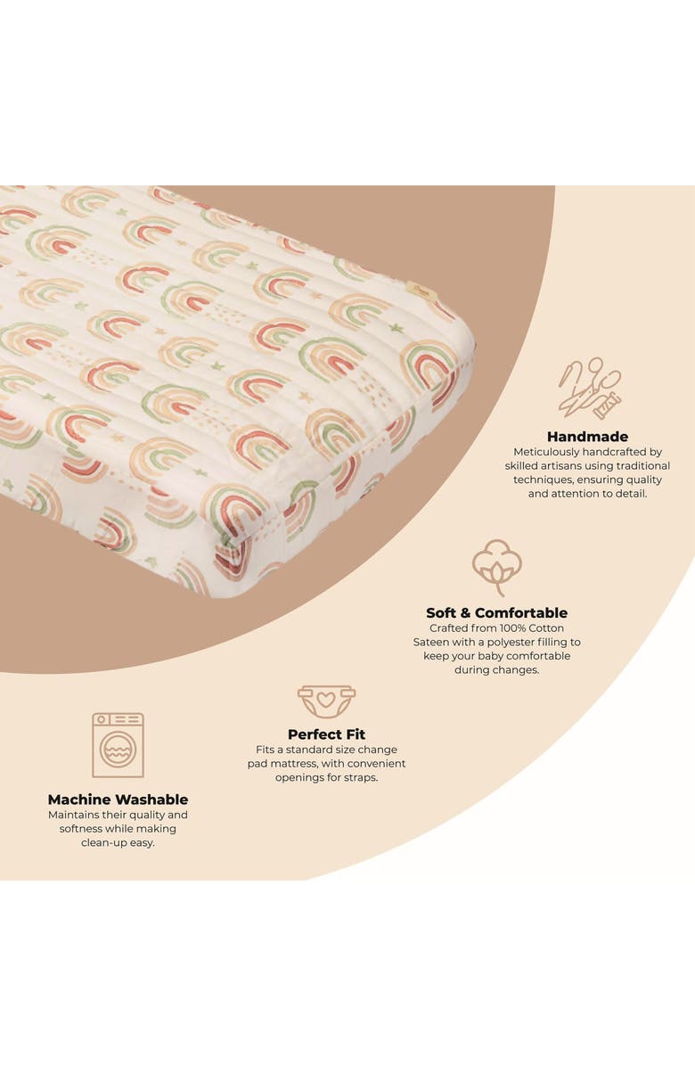 CRANE BABY Quilted Changing Pad Cover, Alternate, color, Beige