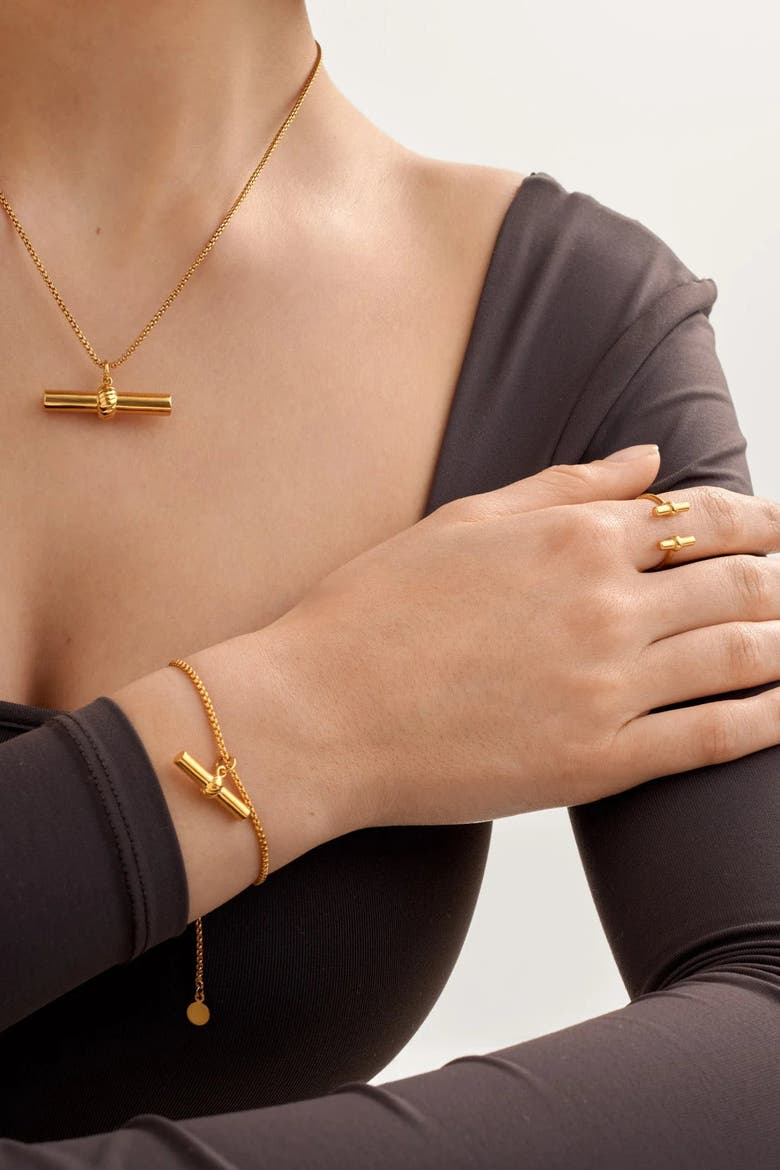 Themis Waterproof Gold T-Bar Ring, Alternate, color, Gold