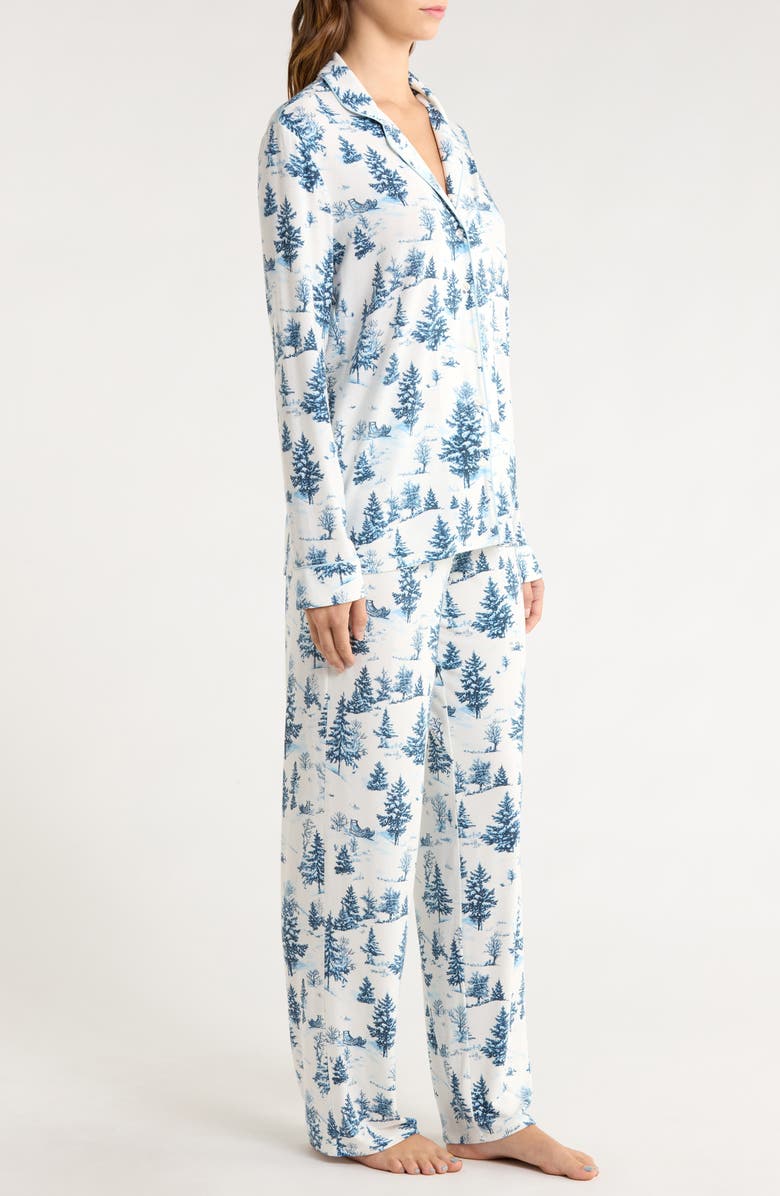 Nordstrom Moonlight Eco Knit Pajamas, Alternate, color, Ivory- Blue Spruce Toile