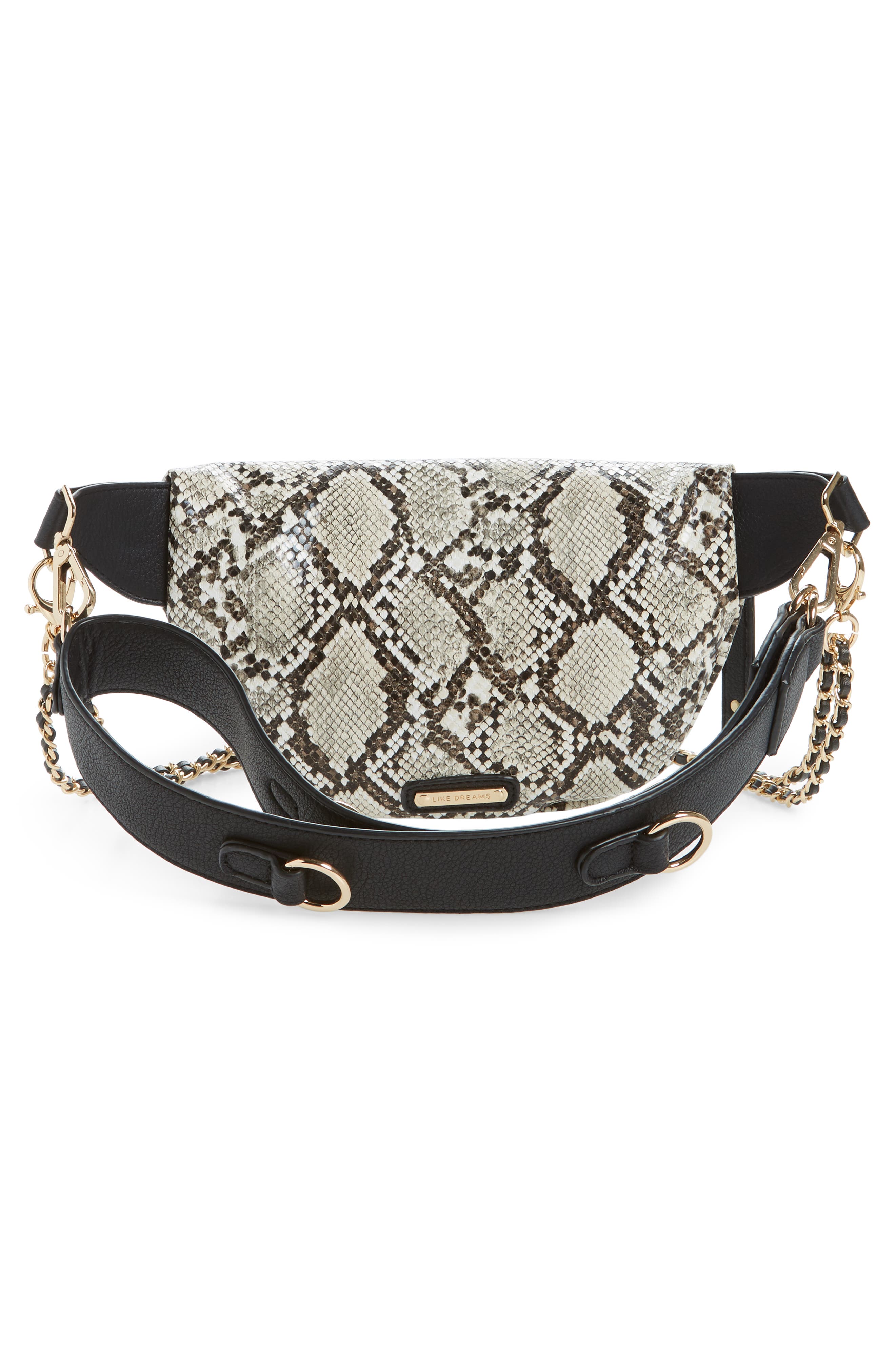 Like Dreams Animal Print Convertible Leather Belt Bag, Alternate, color, 