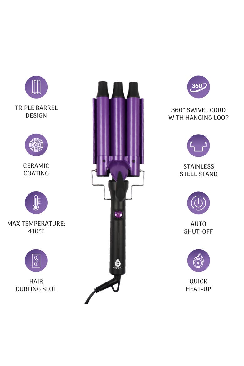 Dimmable LED Vanity Mirror &  Triple Barrel Hair Curler, Alternate, color, Multicolor