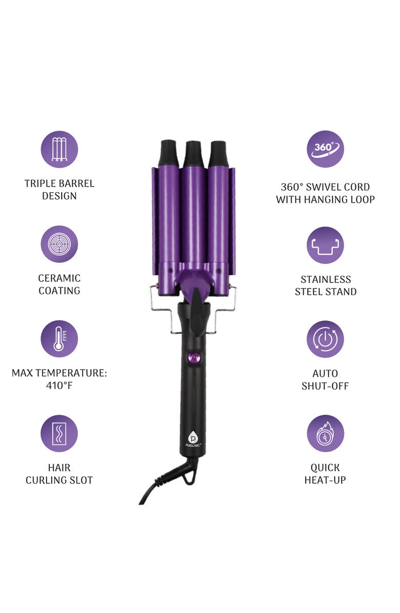 PURSONIC Salon-Quality Hair Duo Triple Barrel Hair Curler & One Step Volumizing Hair Dryer, Alternate, color, Black