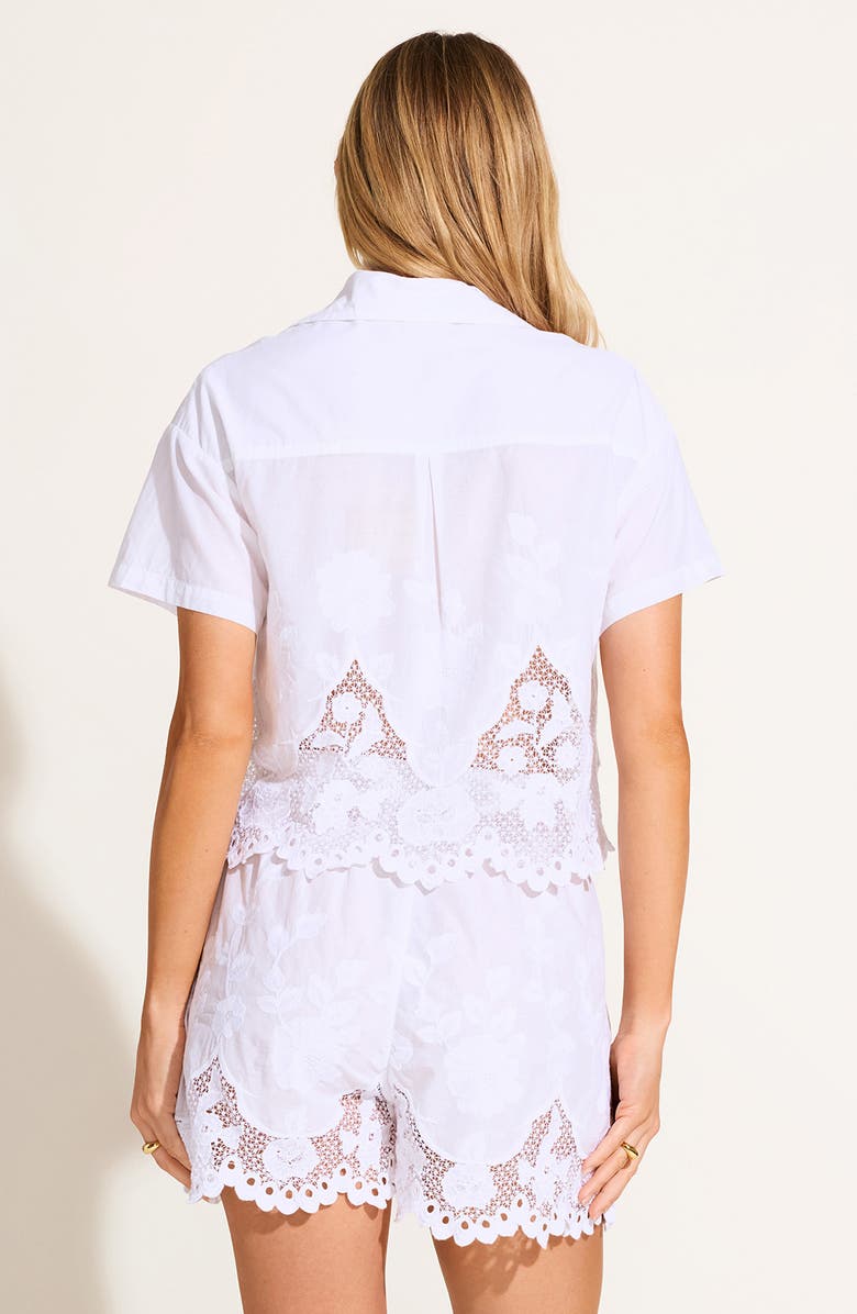 Vitamin A<sup>®</sup> Floral Broderie Crop Cover-Up Shirt, Alternate, color, White