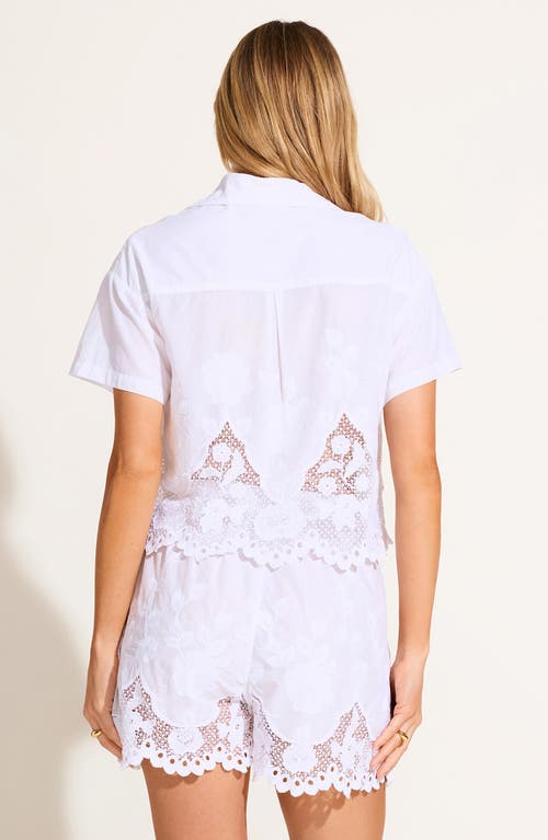Vitamin A ® Floral Broderie Crop Cover-up Shirt In White