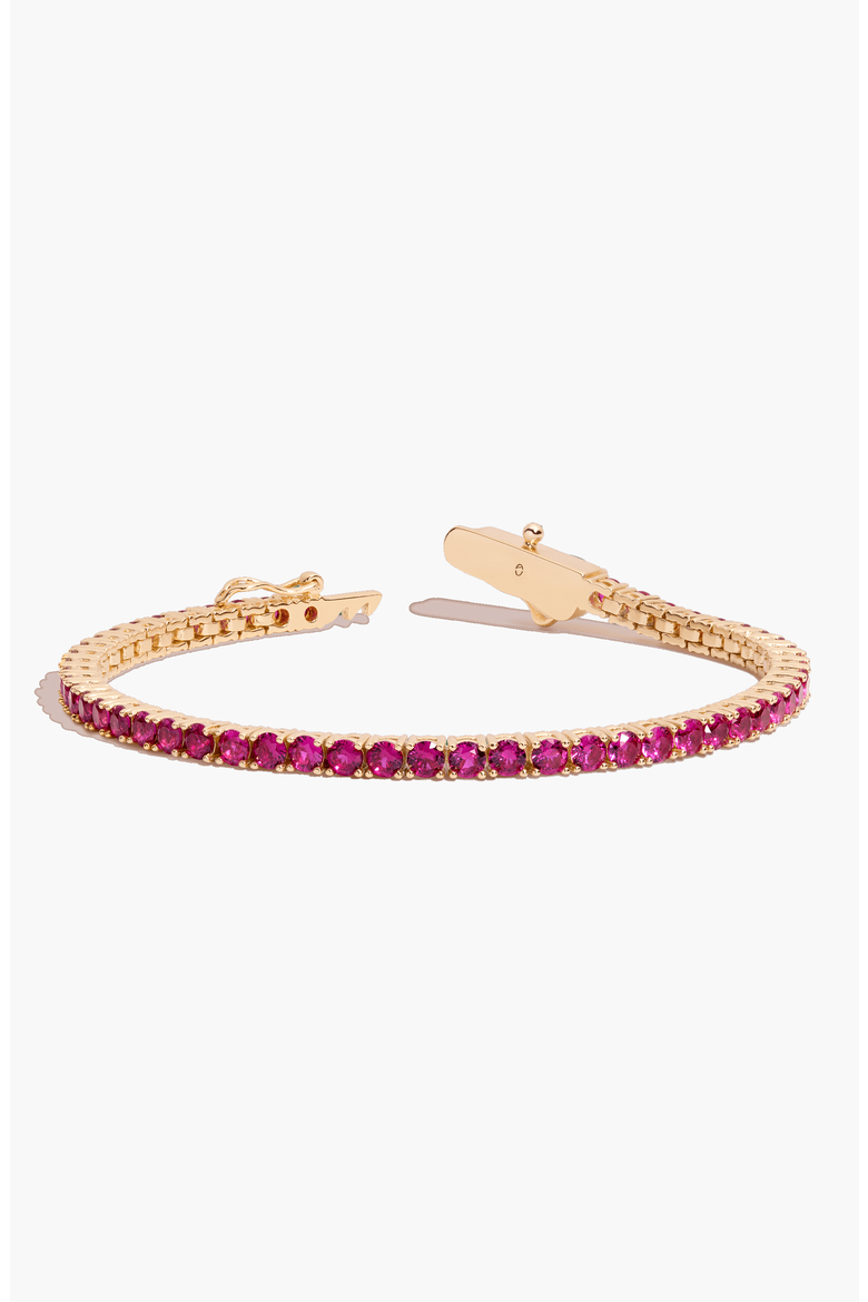Lab Grown 6ct Red Ruby Tennis Bracelet, Main, color, Yellow Gold Vermeil