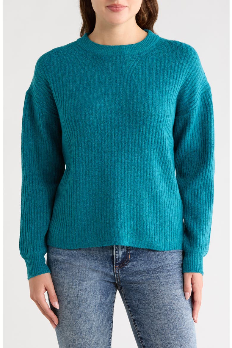 Onema Long Sleeve Crewneck Knit Sweater, Main, color, TAHITIAN TIDE