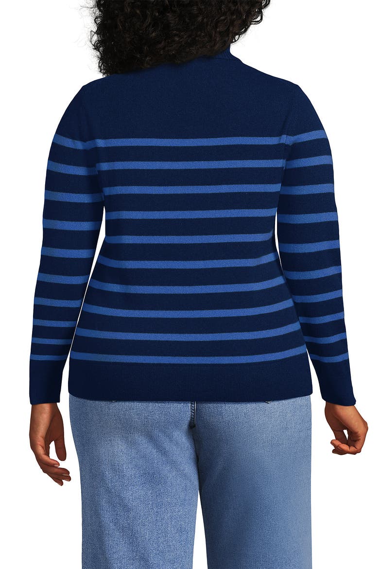 Cashmere Turtleneck Sweater, Alternate, color, Navy/Cobalt Placed Stripe
