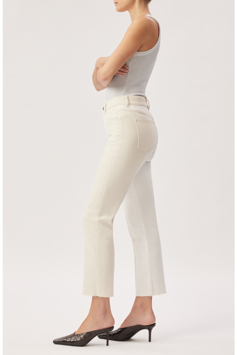 Patti Frayed High Waist Ankle Straight Leg Jeans, Alternate, color, ECRU BLOCKED