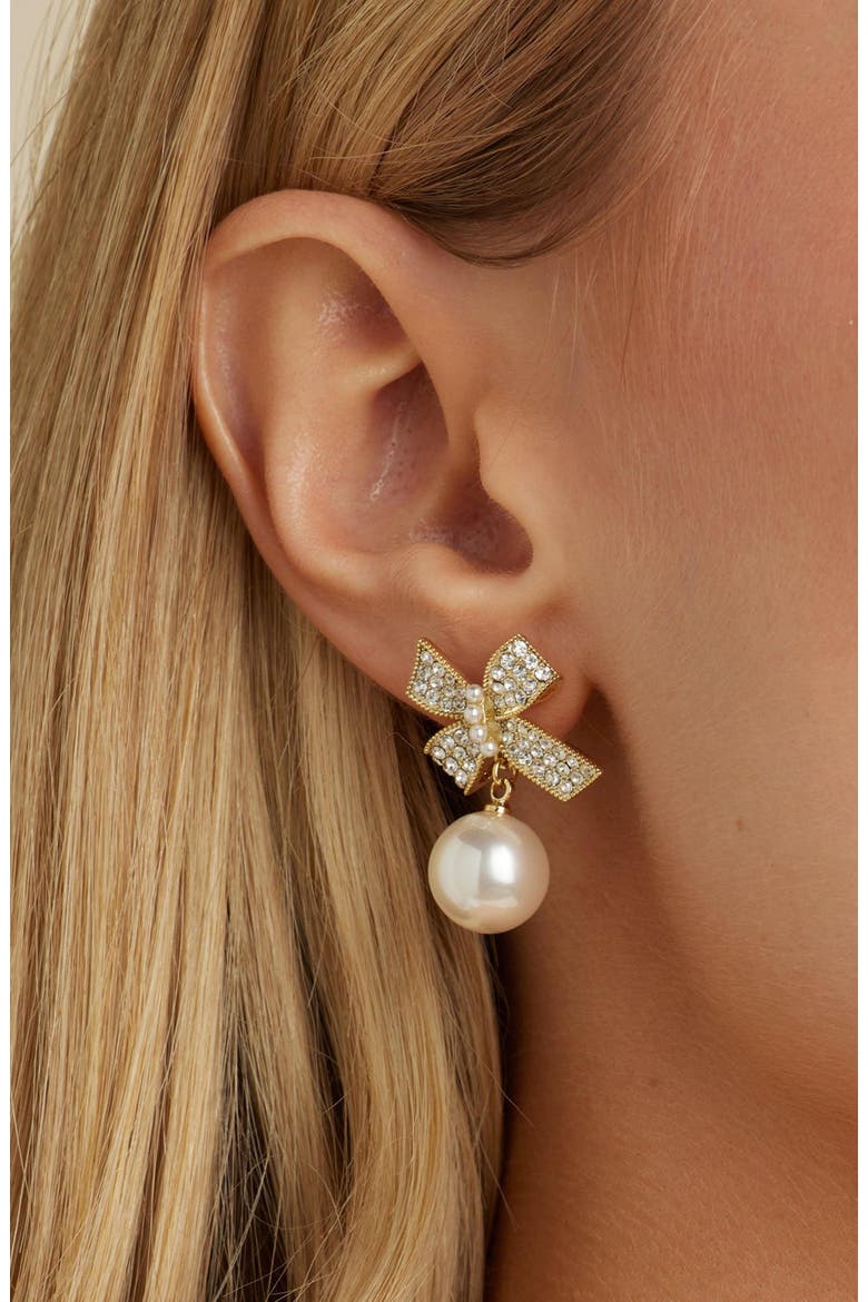 Jenny Bow Earrings, Alternate, color, Gold