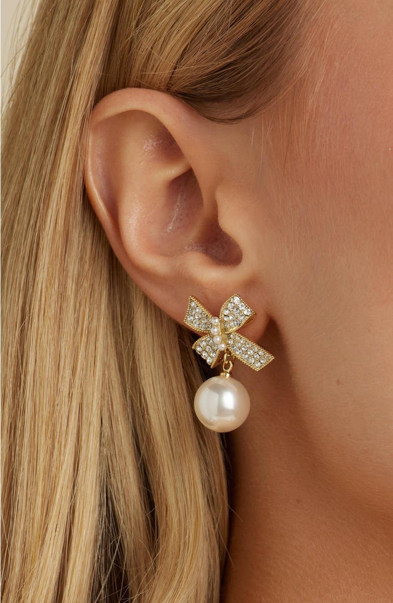 Untamed Petals Jenny Bow Earrings, Alternate, color, Gold