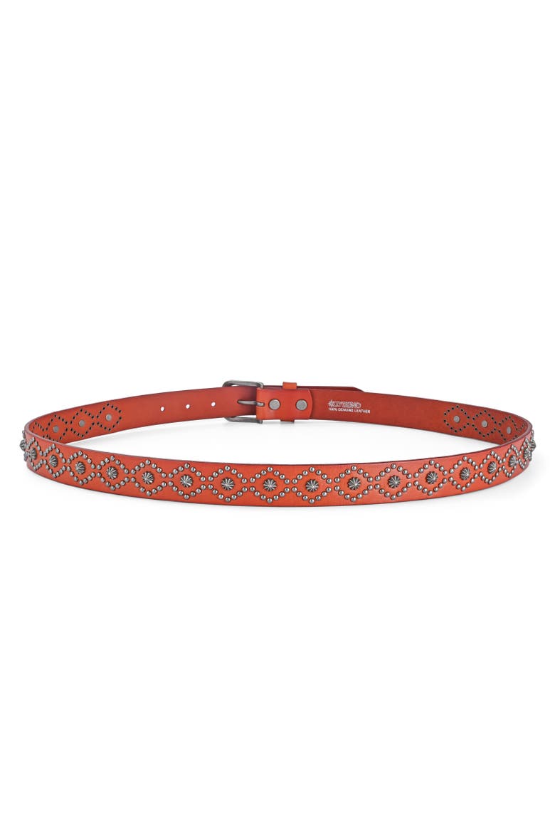 Sunburst Genuine Leather Studded Statement Accent Belt, Alternate, color, Camel