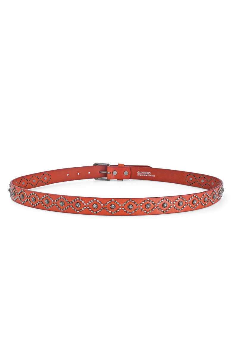 OLD TREND Sunburst Genuine Leather Studded Statement Accent Belt, Alternate, color, Camel