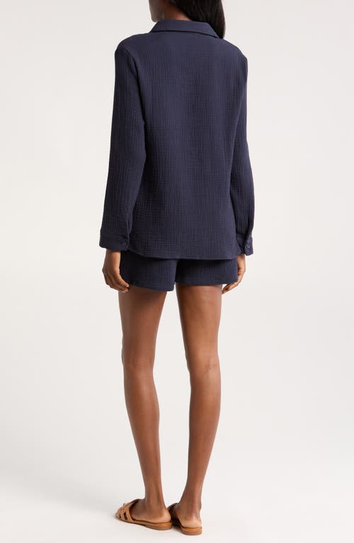 Nordstrom Double Gauze Shirt & Shorts Cover-up Set In Navy Blazer