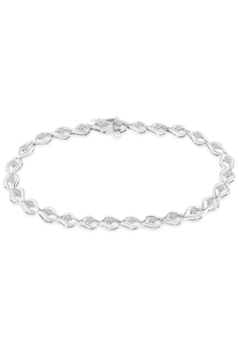 Silver 1/2 Cttw Rose Cut Diamond Almond Shape Link Tennis Bracelet, Main, color, White