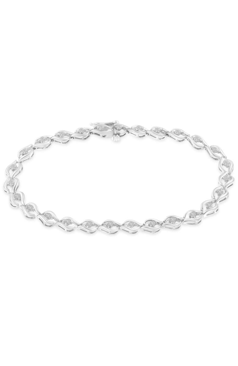 Haus of Brilliance Silver 1/2 Cttw Rose Cut Diamond Almond Shape Link Tennis Bracelet, Main, color, White