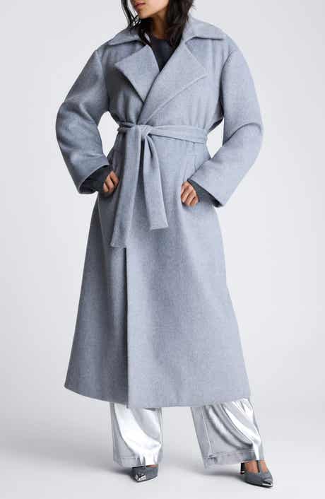 Kenneth Cole Tie Belt Brushed Felt Trench Coat