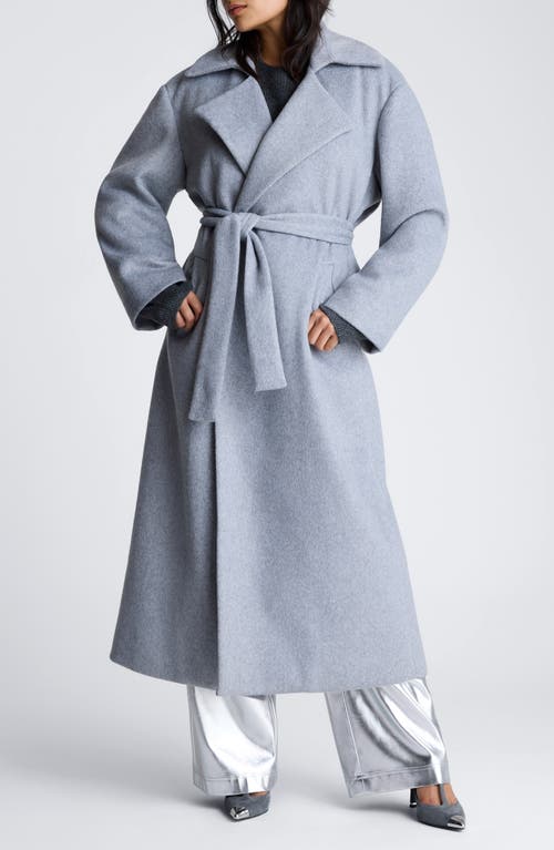 Kenneth Cole Tie Belt Brushed Felt Trench Coat In Light Heather Grey
