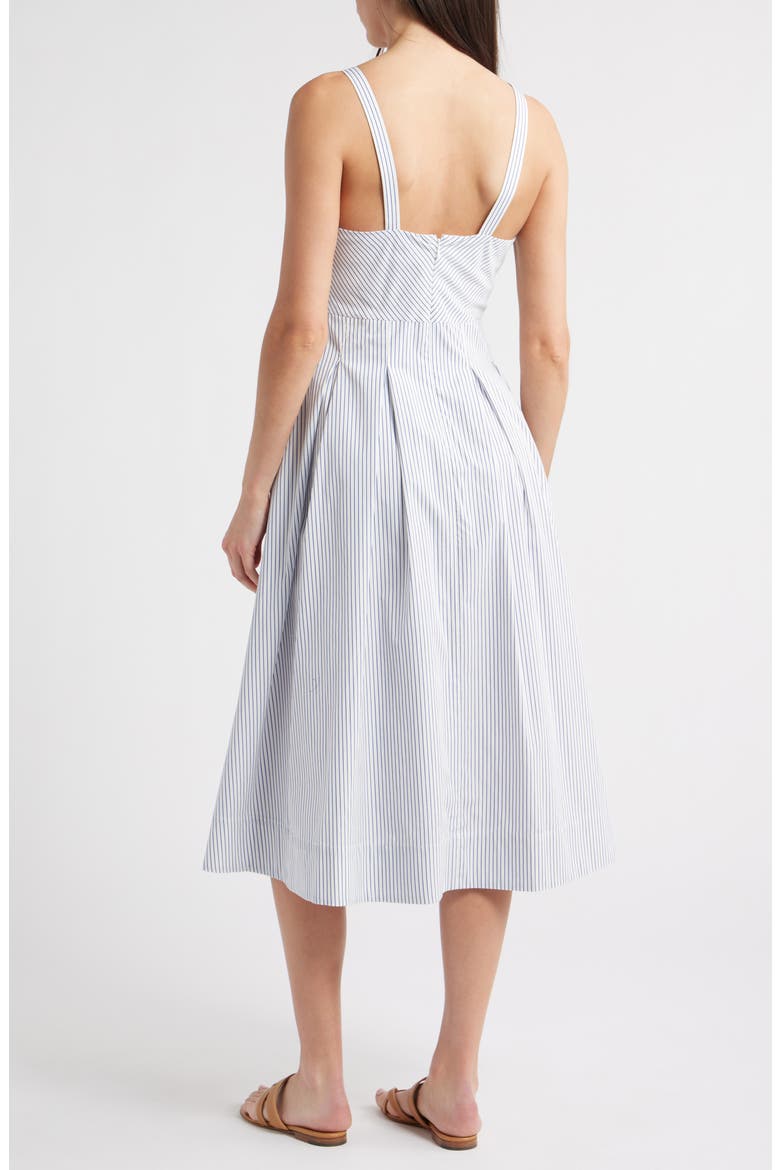 Abby Stripe Cotton Poplin Fit & Flare Dress, Alternate, color, WHITE/BLUE STRIPE