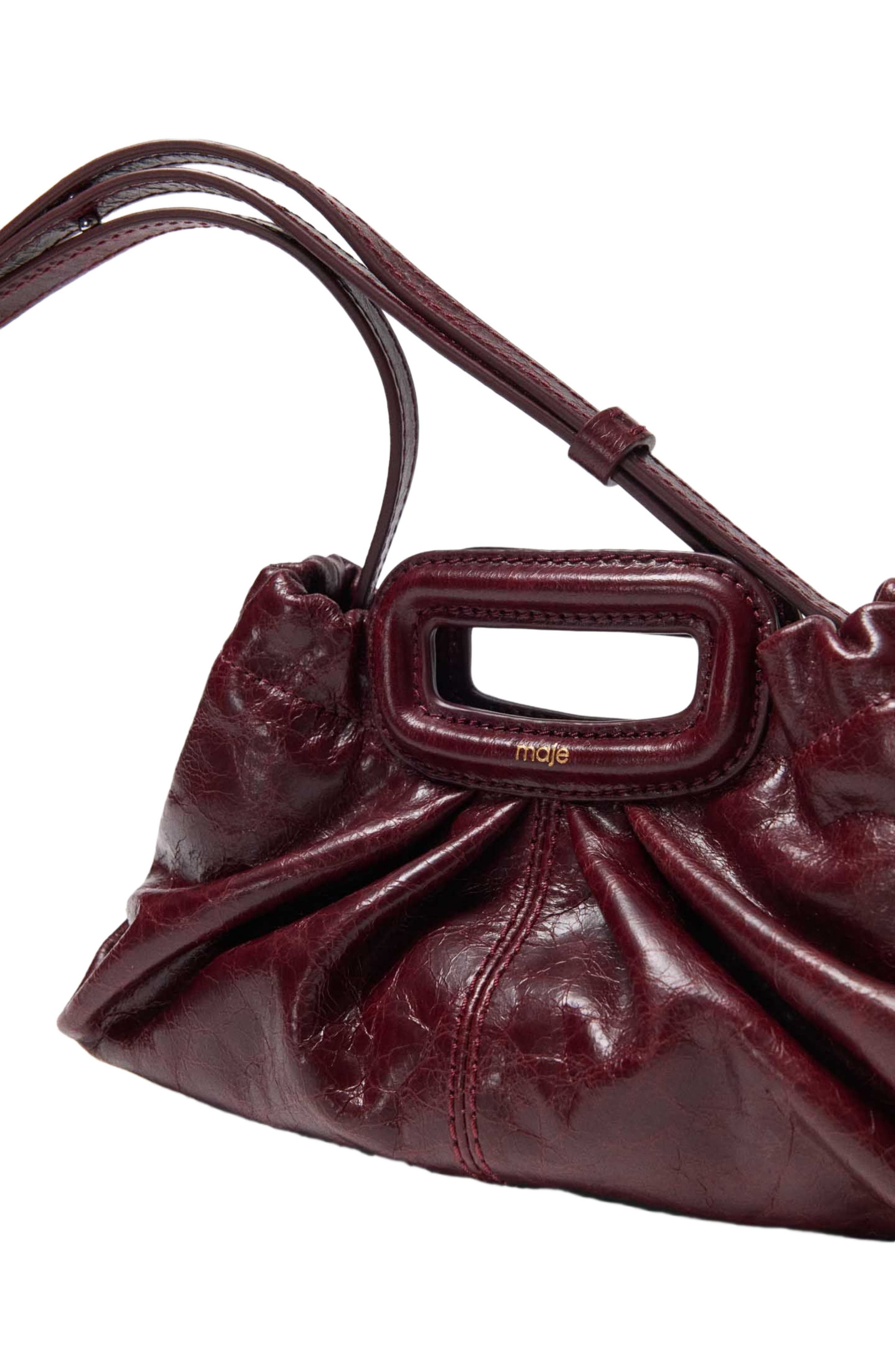 Crackled leather Milpli mini Clutch, Alternate, color, Burgundy