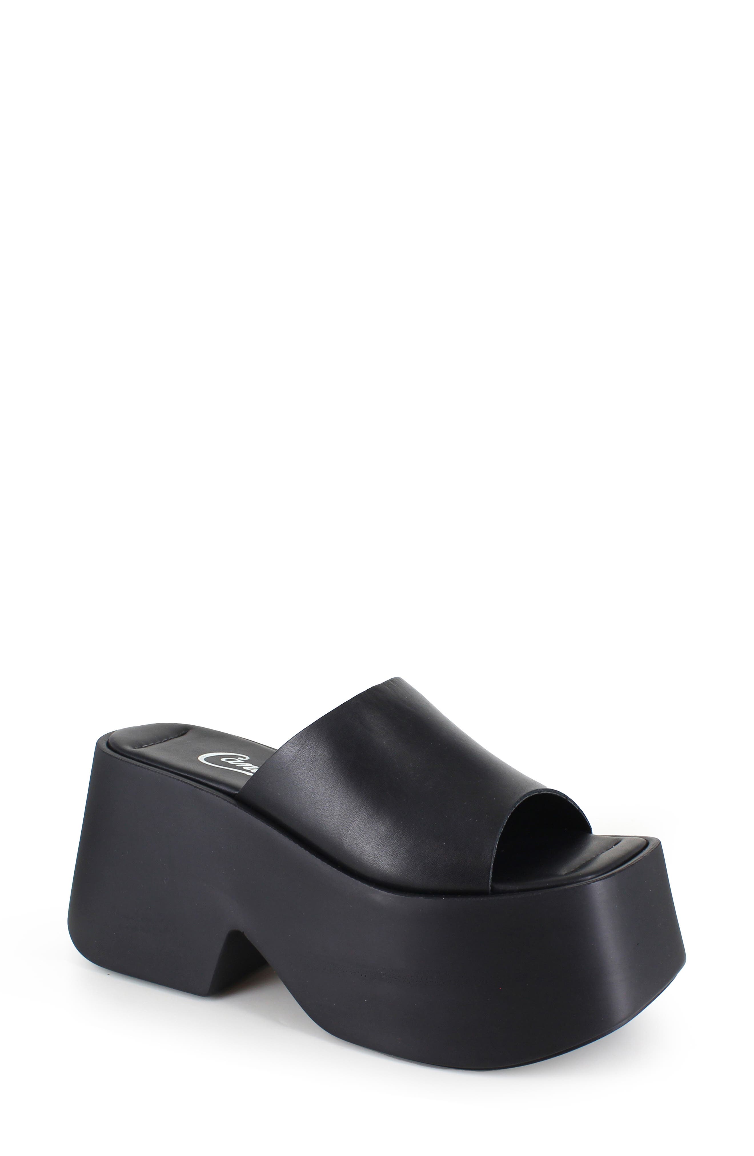 Candie's Danna Platform Slide Sandal in Black 