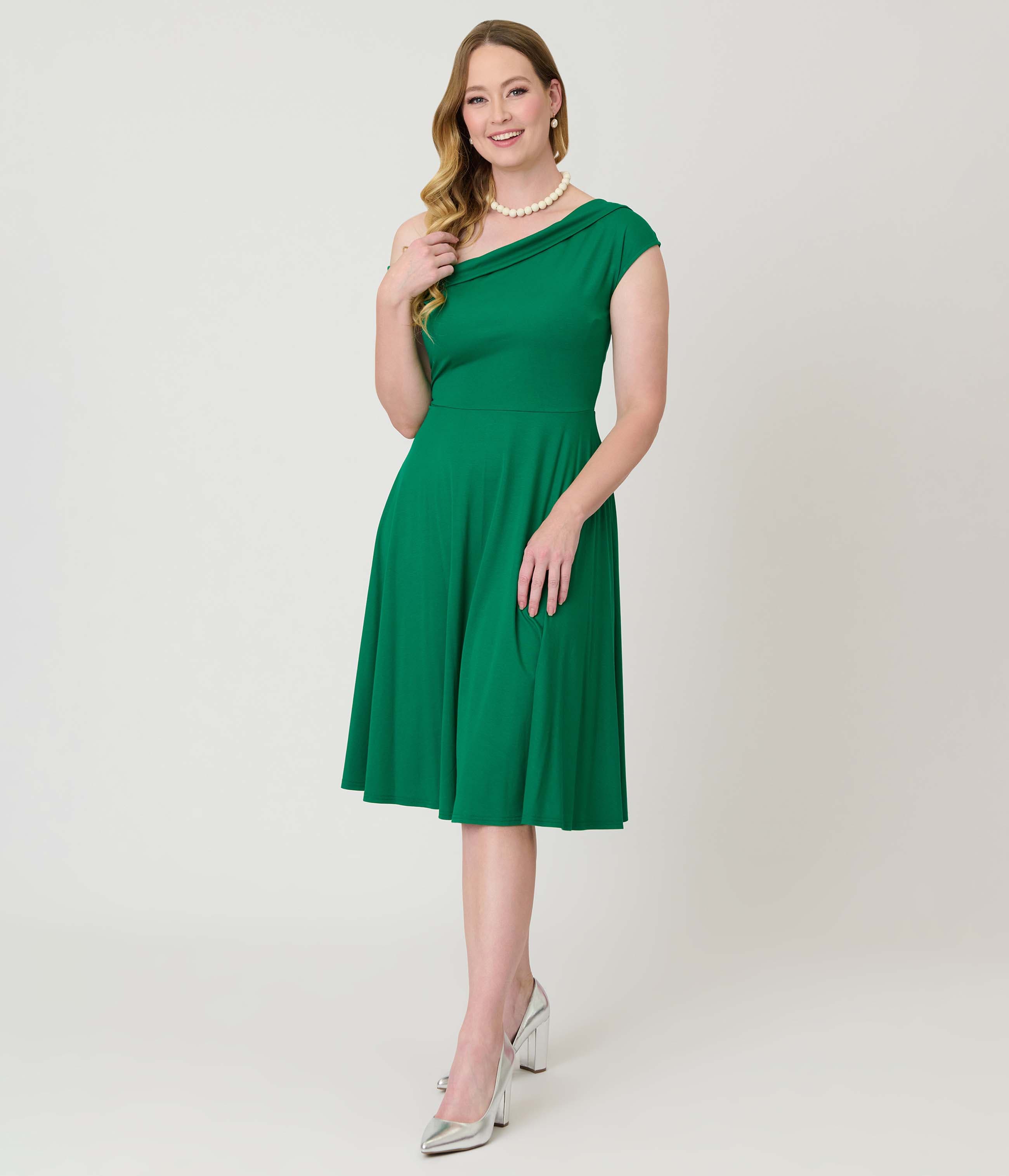 Asymmetrical Neck Swing Dress