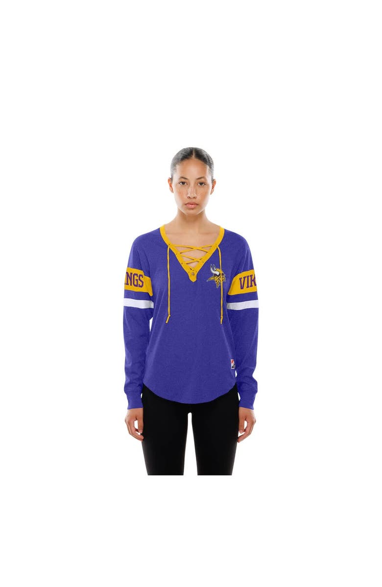 New Era Women's New Era Purple Minnesota Vikings Throwback Lace-Up Long-Sleeve T-Shirt, Alternate, color, Purple