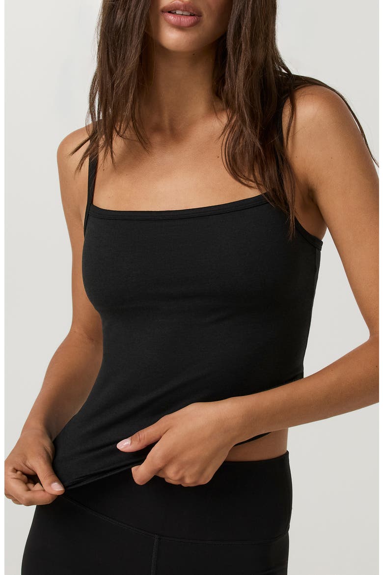 Elevation Square Neck Cami, Alternate, color, BLACK HEATHER
