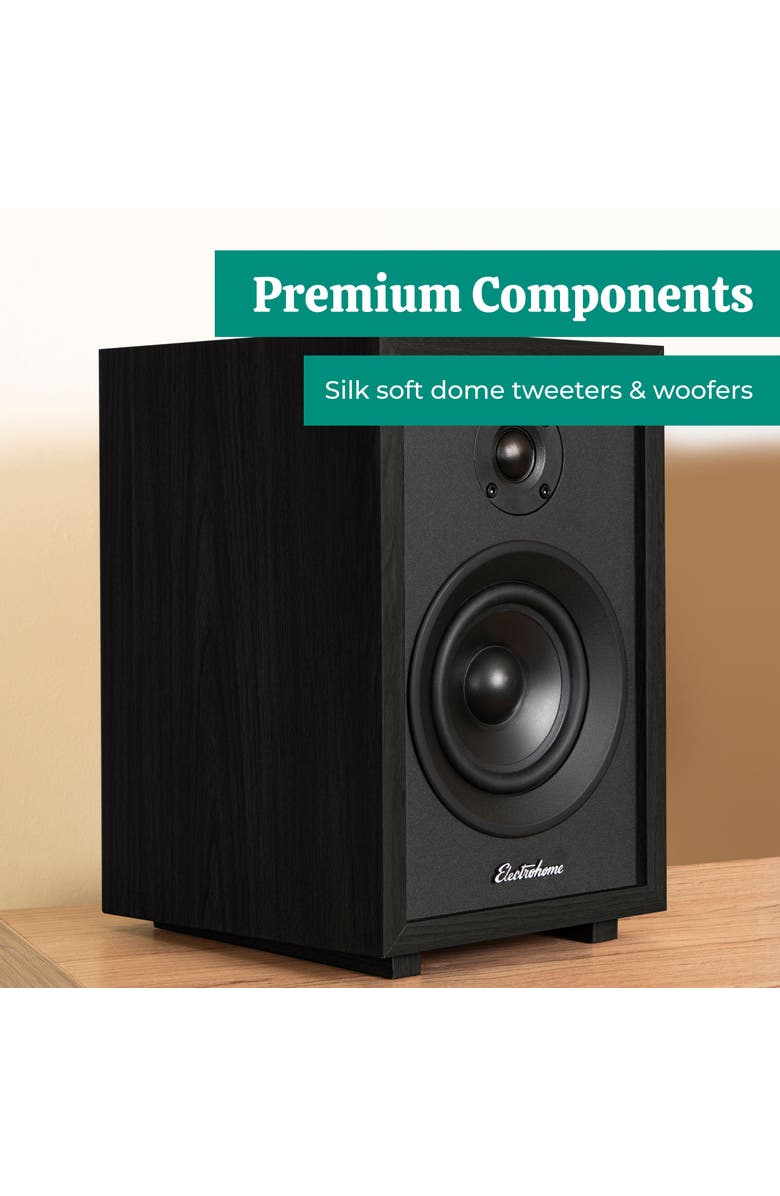 Electrohome McKinley 2.0 Stereo Powered Bluetooth Bookshelf Speakers, Alternate, color, Black