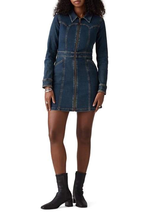 Retro Long Sleeve Denim Minidress