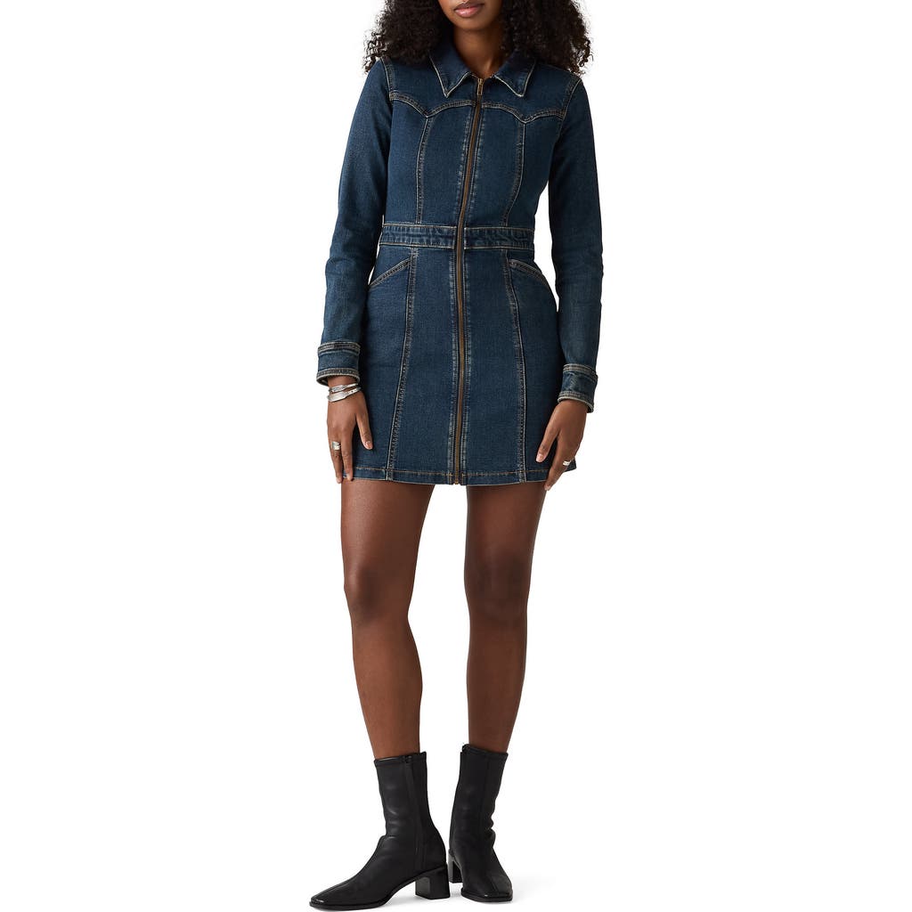 Levi's Retro Long Sleeve Denim Minidress In Blue