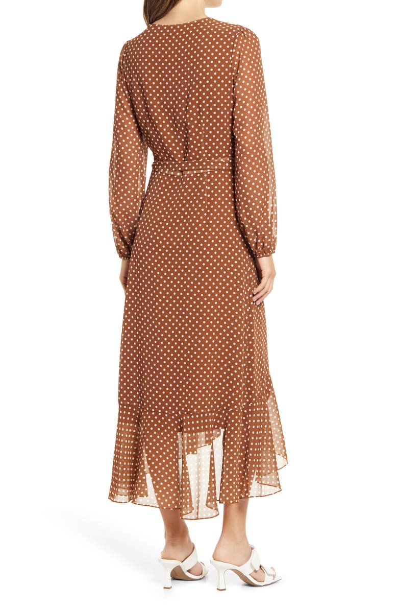 Sam Edelman Polka Dot Wrap Front Long Sleeve Dress, Alternate, color, 