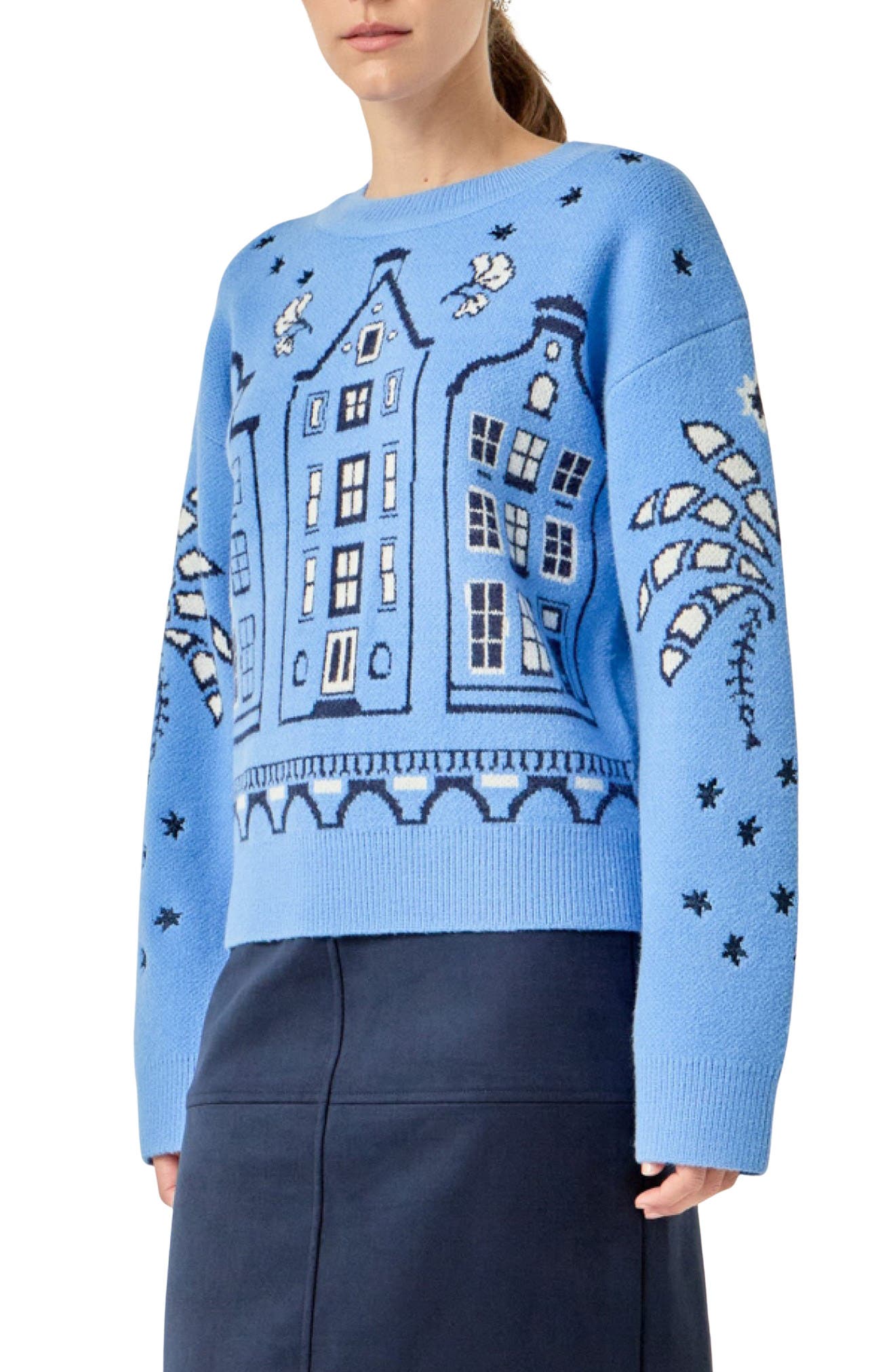 English Factory Townhouse Holiday Sweater (Women) | Nordstrom