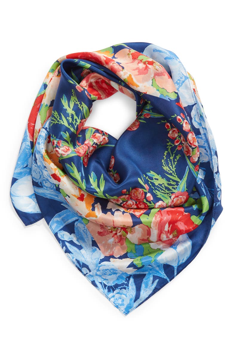 Echo Painted Tulip Square Silk Scarf, Alternate, color, 