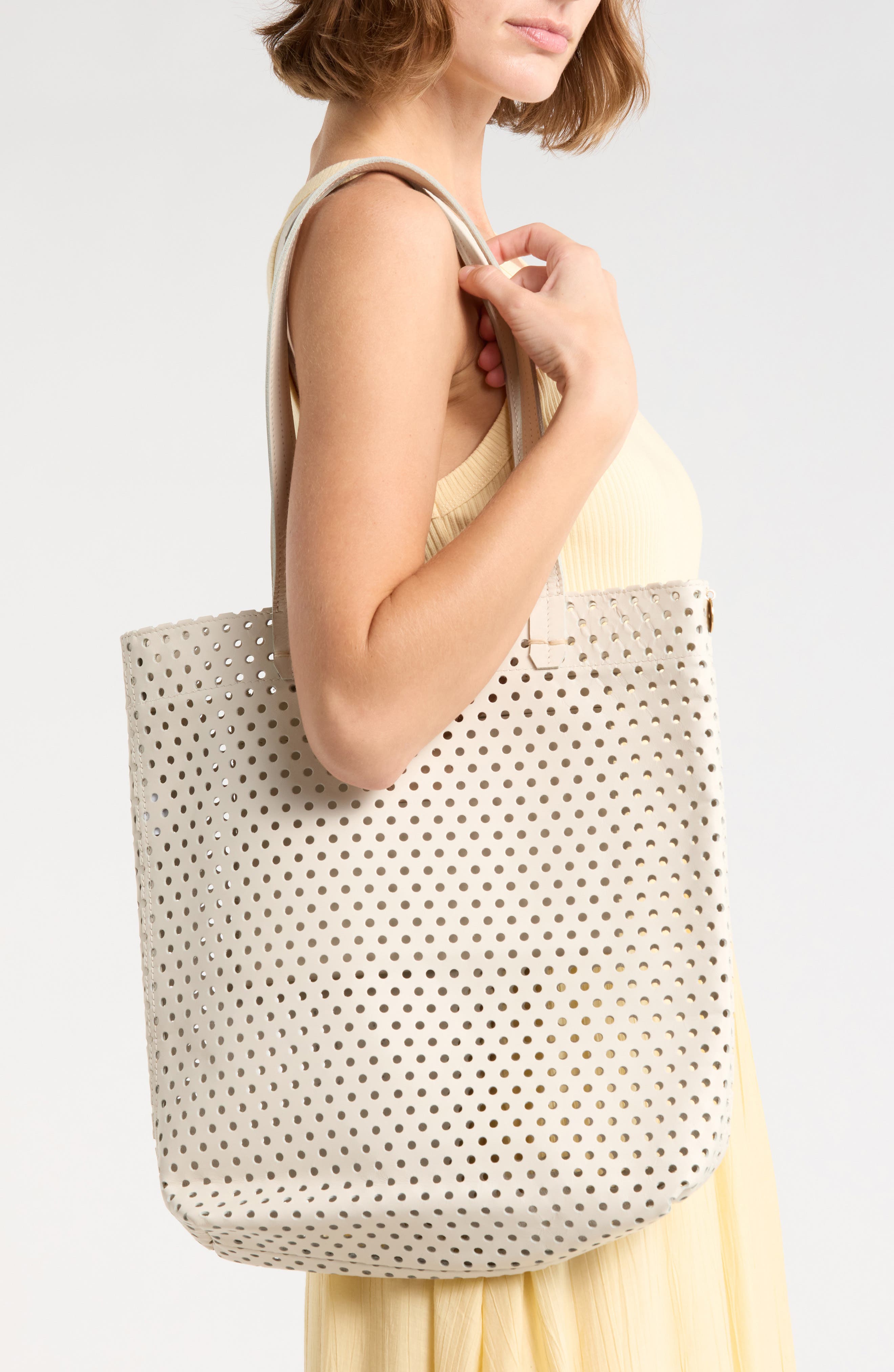 Clare V. Micheline Perforated Leather Tote, Alternate, color, 
