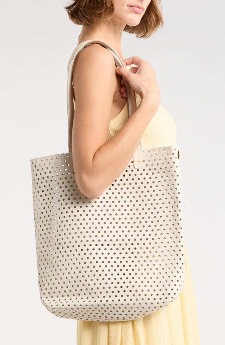 Clare V. Micheline Perforated Leather Tote, Alternate, color,